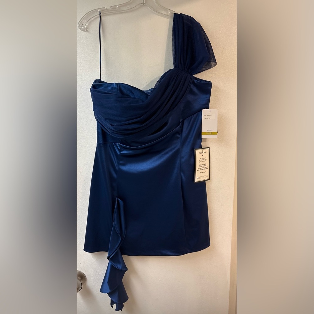 New with tags size 17/18 Violet Weekend One-Shoulder Navy Dress.